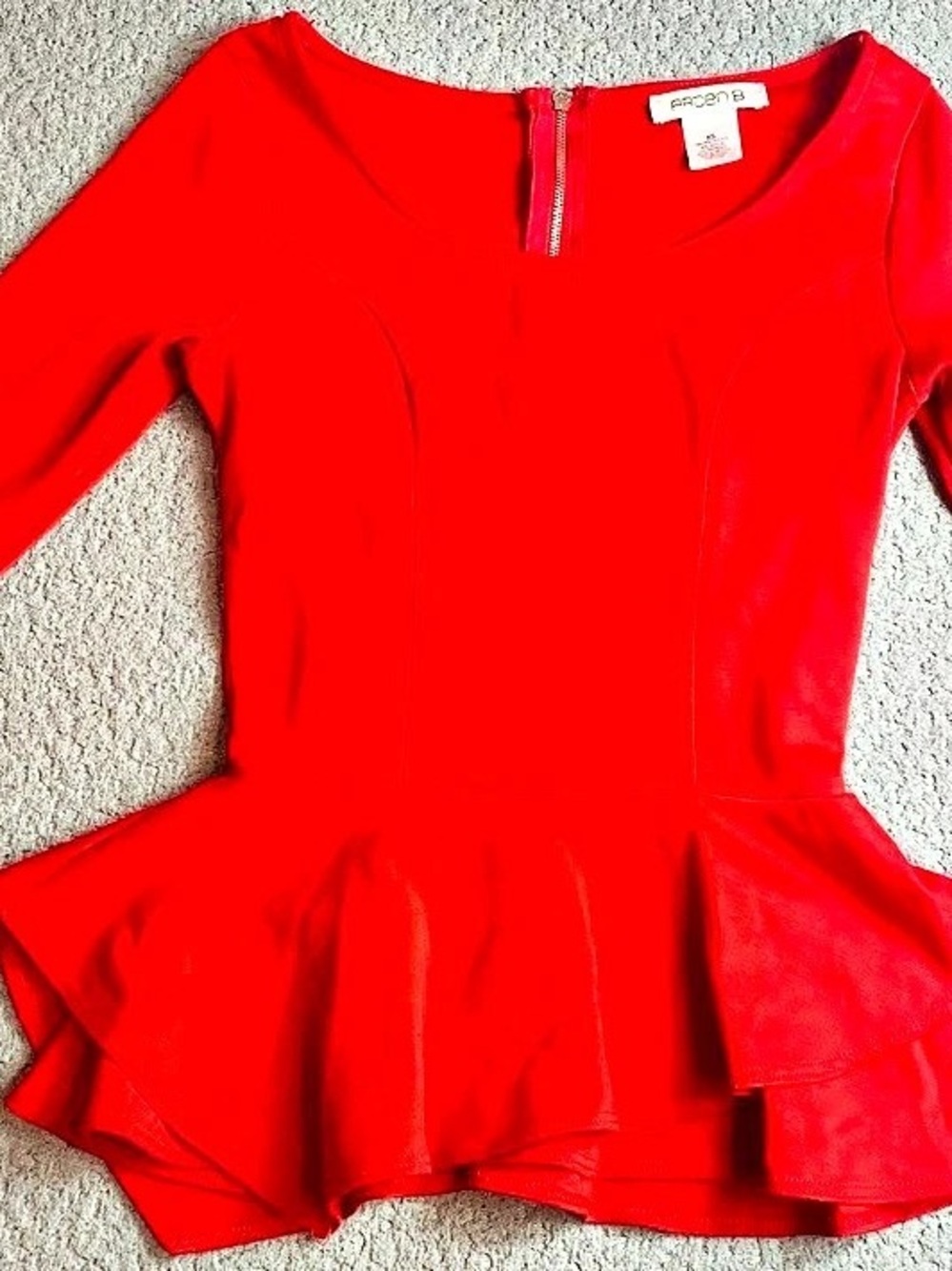 Arden B Red Ruffle Tunic Size XS Like New